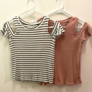 2 American Eagle open shoulder ribbed tops Medium